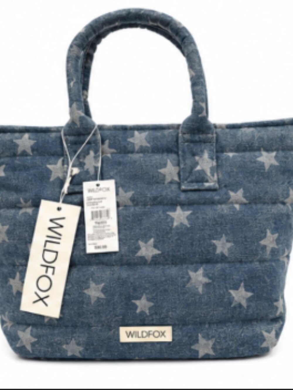 Wildfox Blue Star Print Tote Bag Cotton Blend Travel Beach Gym